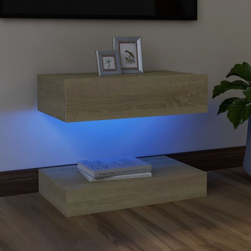 

Armario TV con luces LED Sonoma roble 60x35 cm