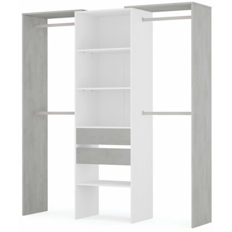 Armario Vestidor 2 cajones blanco y cemento