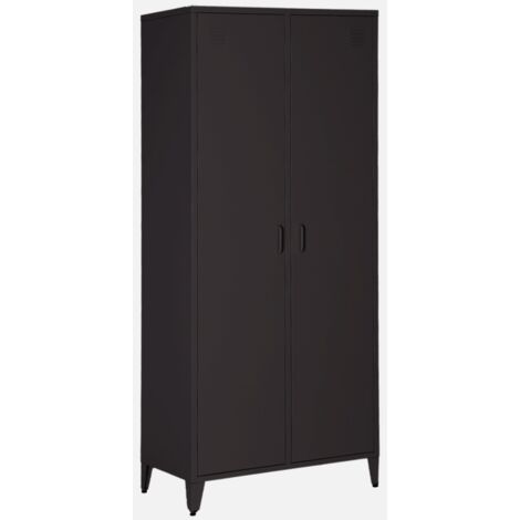 Armario/vestidor industrial de metal 2 puertas, 4 estantes, 1 barra para colgar