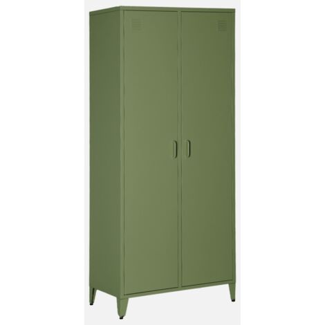 Armario/vestidor industrial de metal 2 puertas, 4 estantes, 1 barra para colgar