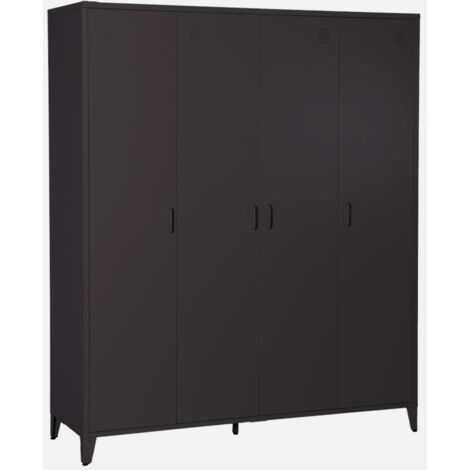 Armario/vestidor industrial de metal 4 puertas, 10 estantes, 1 barra de colgar