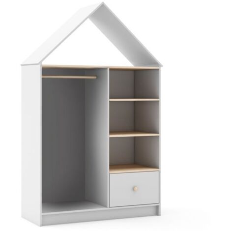 Armario vestidor juvenil Misty Cloud Blanco - Oak Soft (ancho) x 180cm (alto)