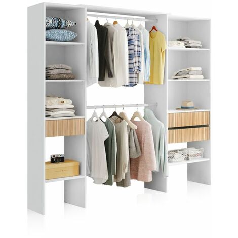 Armario vestidor Nitza Blanco Artik (Blanco Mate) - Natur (ancho) x 187cm (alto)