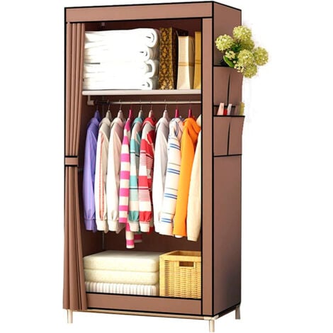 Armario Vestidor Tela con Bolsillos Laterales 160x70x45 cm Marron