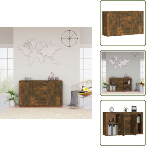 Armario - vidaXL Aparador madera contrachapada color roble ahumado 120x36x69 cm - Madera contrachapada