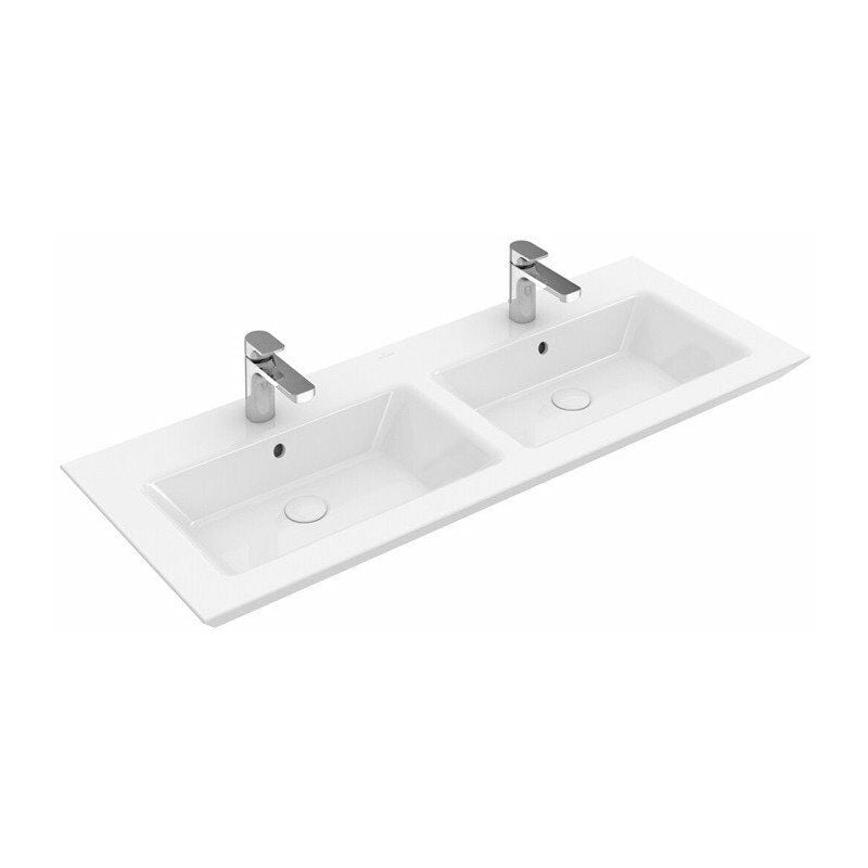 

Villeroy&boch - Legato, Tapas dobles, 1300 x 500 mm, Rectangular, para dos grifos de 3 orificios, orificios centrales perforados, con rebosadero,