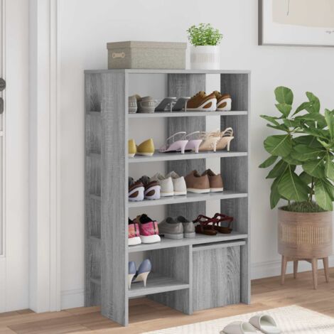 Armario Zapatero 2 pcs Gris  Madera de ingeniería