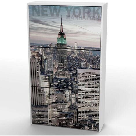 MBTIC Armario Zapatero 3 trampones Manhattan acabado blanco 60cm(ancho) 117cm(altura) 23.5cm(fondo)