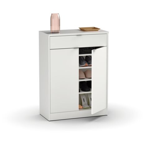 Armario Zapatero o recibidor Berlin en blanco y roble. 75 cm(ancho) 101 cm(altura) 36 cm(fondo)