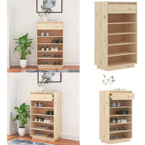 Armario zapatero de madera maciza de pino 60x34x105 cm - Armario de madera - Armario de pino