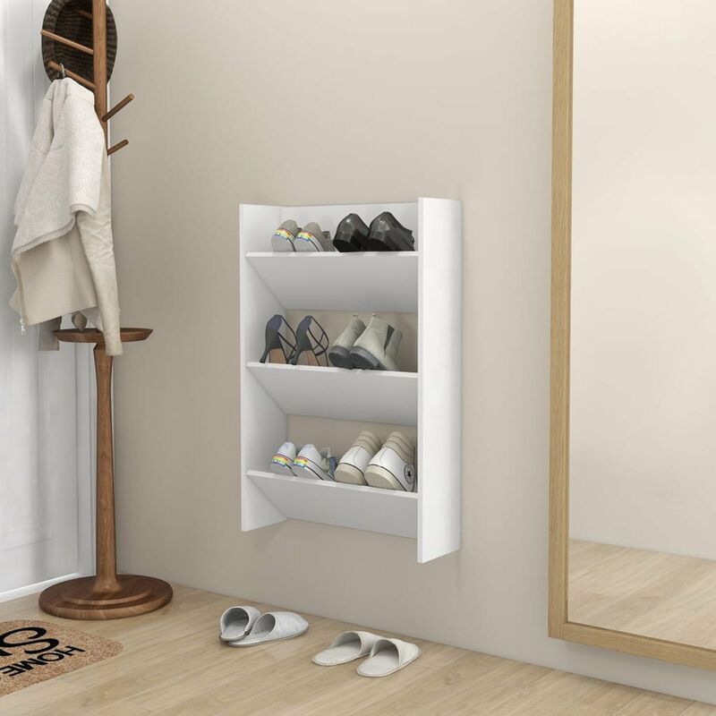 

Armario zapatero de pared aglomerado blanco 60x18x90 cm