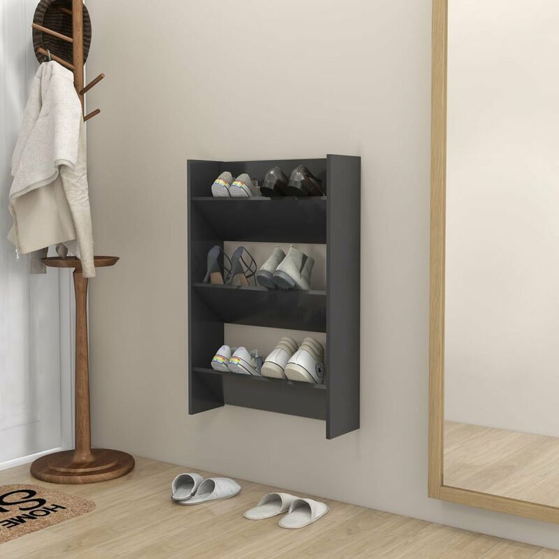 

Armario zapatero de pared aglomerado gris 60x18x90 cm