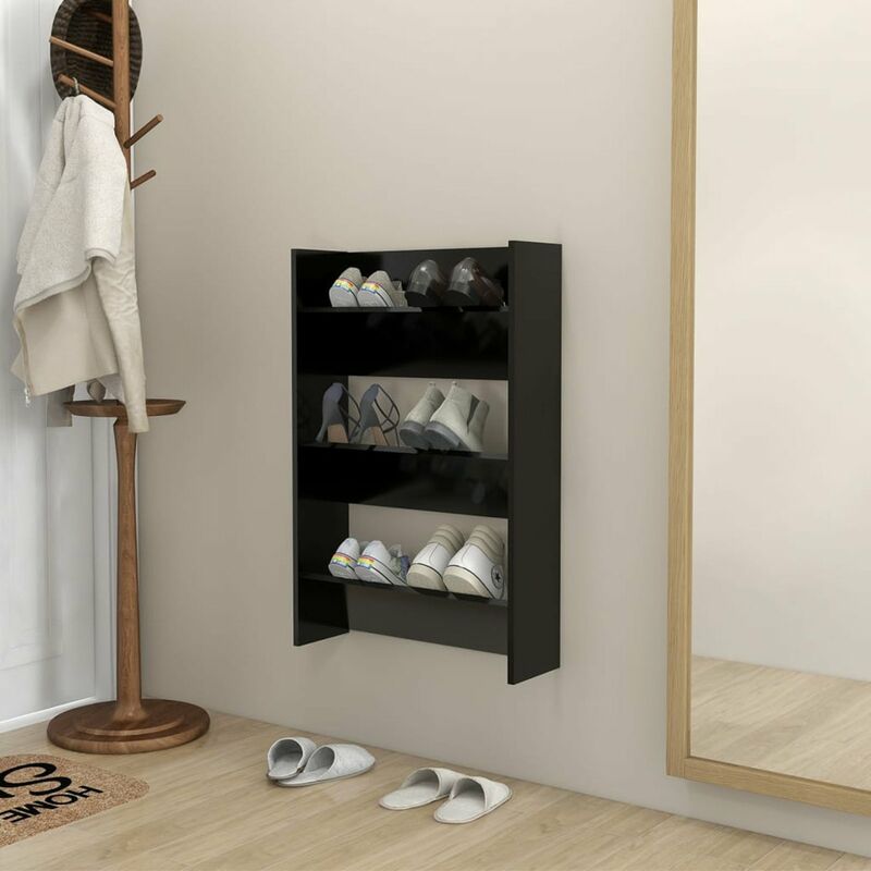 

Armario zapatero de pared aglomerado negro 60x18x90 cm