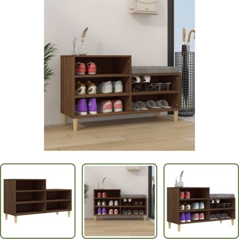 Armario zapatero -  Mueble zapatero madera contrachapada roble marrón 102x36x60 cm