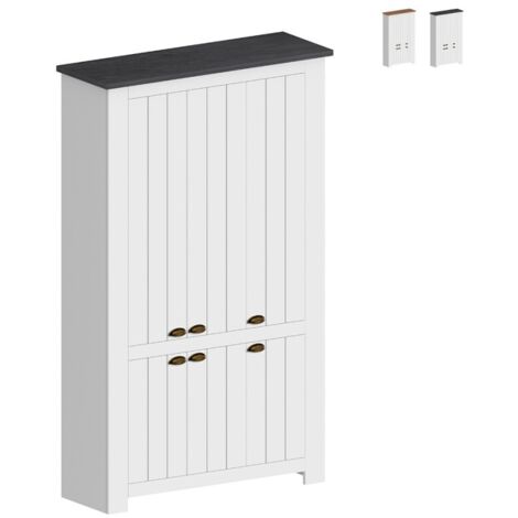 Armario zapatero multiusos grande blanco 114 x 42 x 200 cm 6 puertas Elaisa - Negro