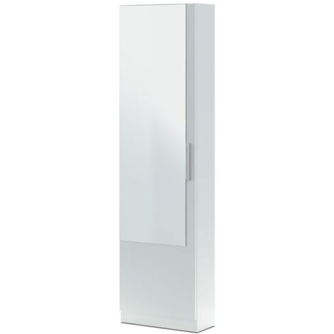 ARMARIO ZAPATERO SUELO CON ESPEJO 180x50x22CM BLANCO ARTIK