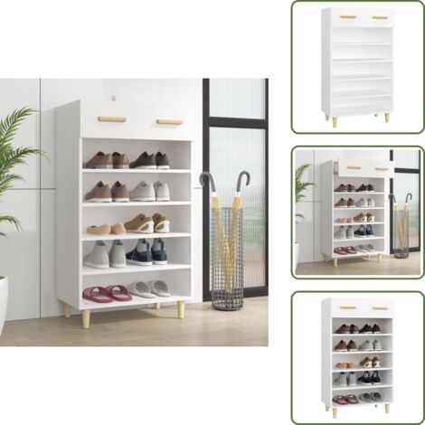 Armario zapatero - vidaXL Mueble zapatero de madera contrachapada blanco 60x35x105 cm - Almacenamiento de zapatos