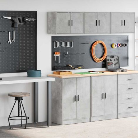 Armarios 2 uds para garaje madera de ingeniería ris hormigón
