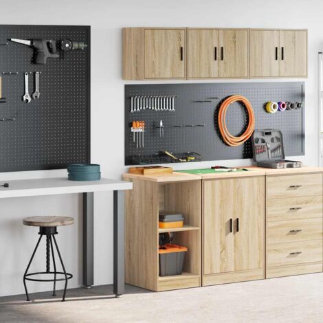 Armarios 2 uds para garaje madera de ingeniería roble