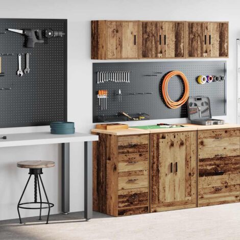 Armarios 2 uds para garaje madera ingeniería antigua madera