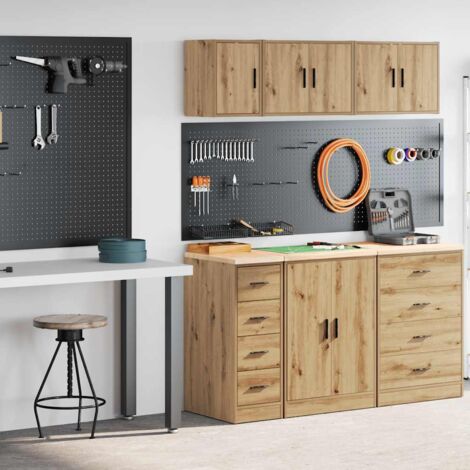 Armarios 2 uds para garaje madera ingeniería artesanal roble