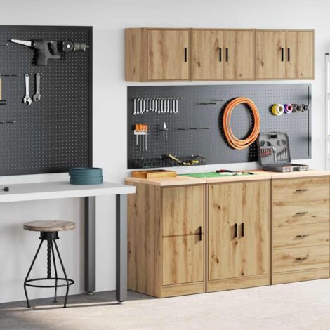 Armarios 2 uds para garaje madera ingeniería artesanal roble