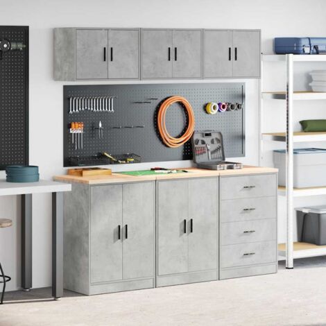 Armarios 6 uds para garaje madera de ingeniería ris hormigón