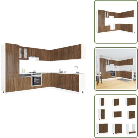 Armarios cocina - vidaXL Mueble cocina Porto roble marrón 14 pzas madera contrachapada - Muebles de cocina
