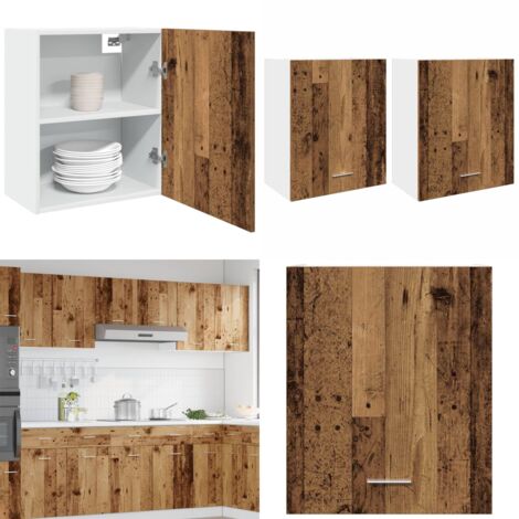 Armarios colgantes 2 unidades "Lyon" Madera vieja 50x31x60 cm Madera de ingeniería - Armarios de cocina - Almacenamiento de cocina