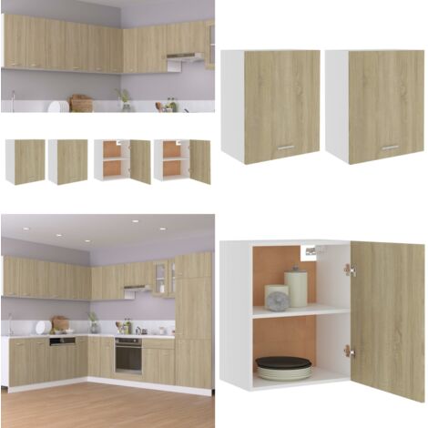 Armarios colgantes 2 unidades "Lyon" Roble Sonoma 50x31x60 cm Madera de ingeniería - Armario cocina - Armarios colgantes