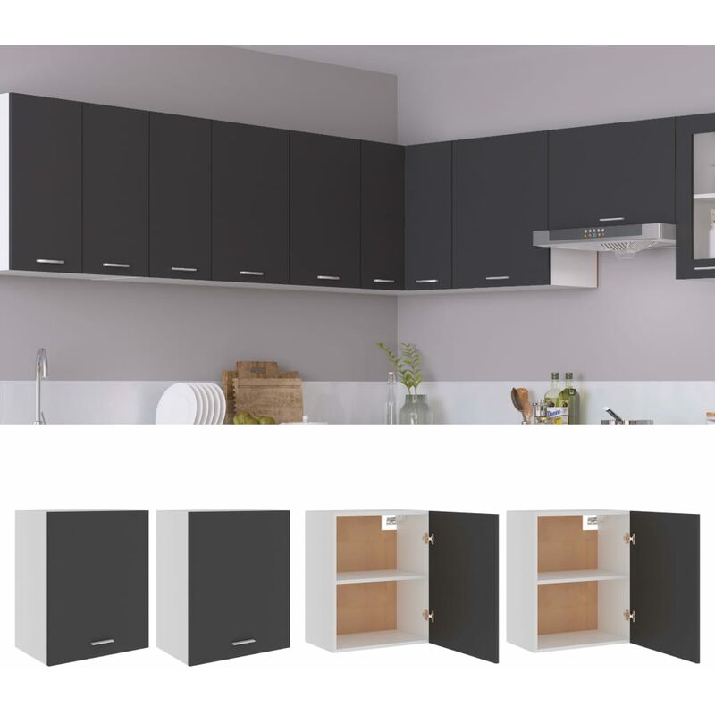

Armarios colgantes cocina 2 uds aglomerado gris 50x31x60 cm - Gris