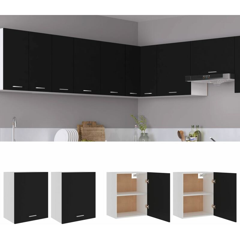 

Armarios colgantes cocina 2 uds aglomerado negro 50x31x60 cm - Negro