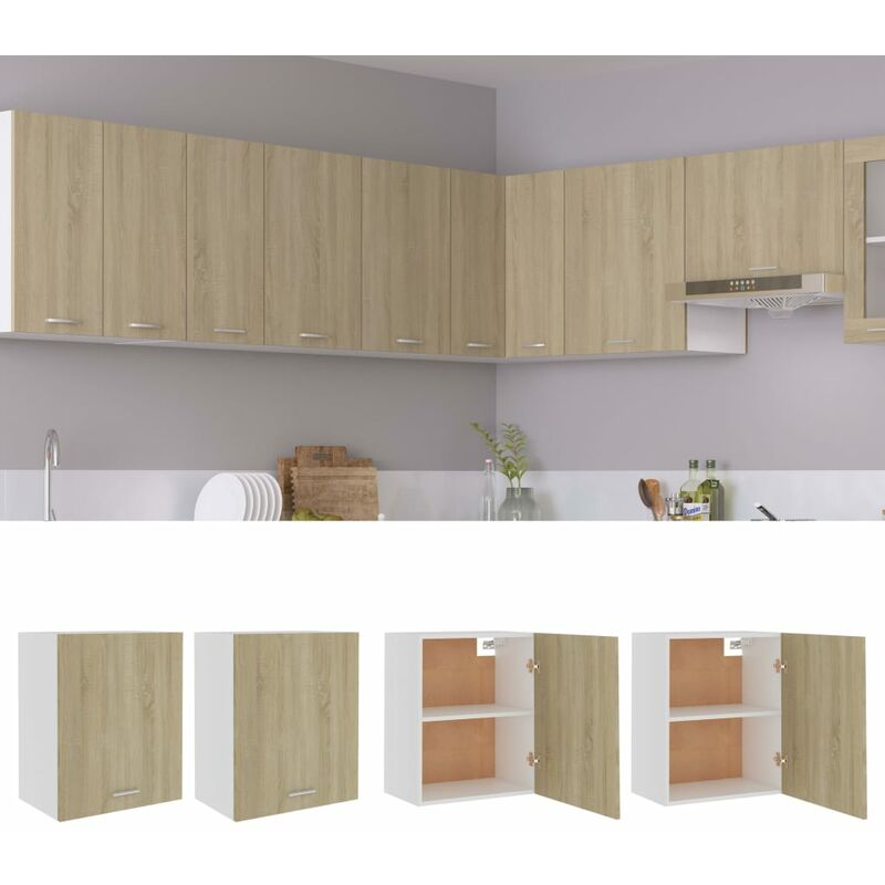 

Armarios colgantes cocina 2 uds aglomerado sonoma 50x31x60 cm - Marrón