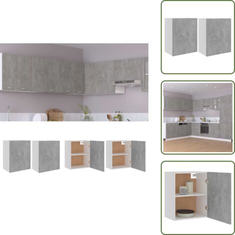 Armarios colgantes - vidaXL Armarios colgantes "Lyon" (2 unidades), gris hormigón, 50 x 31 x 60 cm, madera de ingeniería - Armarios de cocina