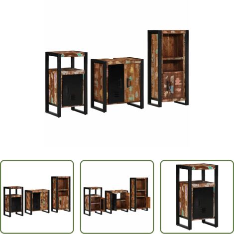 Armarios de baño -  Juego de muebles de baño 3 pcs Madera sólida recuperada