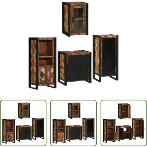 Armarios de baño -  Juego de muebles de baño 4 pcs Madera reciclada maciza