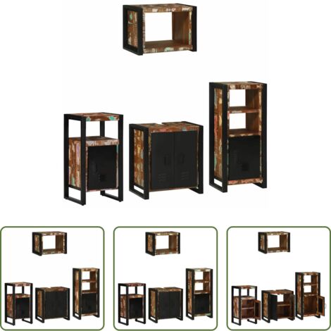 Armarios de baño -  Juego de muebles de baño 4 pcs Madera sólida recuperada