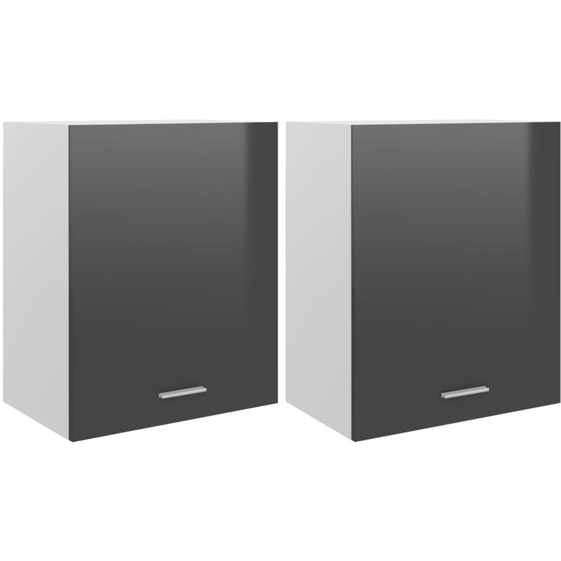 

Armarios colgantes 2 uds aglomerado gris brillo 50x31x60 cm - Gris - Vidaxl