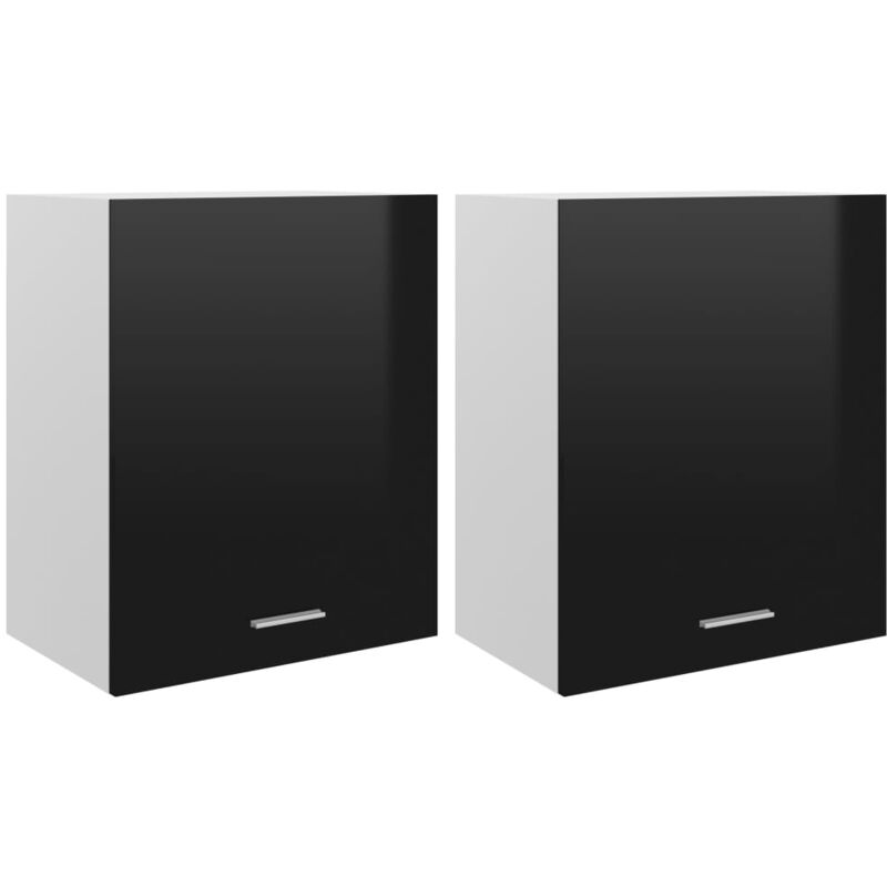 

Armarios colgantes 2 uds aglomerado negro brillo 50x31x60 cm - Negro - Vidaxl