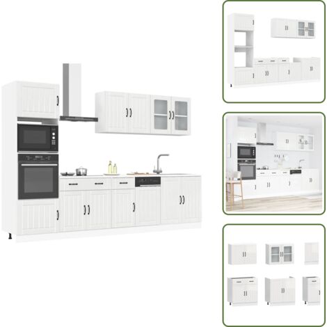 Armarios de cocina blancos - vidaXL Conjunto de armarios de cocina "Lucca" de 7 piezas, madera de ingeniería blanca brillante - Cocina moderna