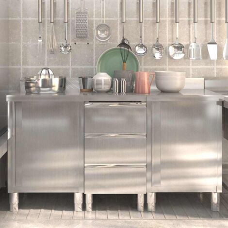 Armarios de cocina comerciales 3 piezas de acero inoxidable