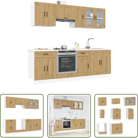 Armarios de cocina -  Mueble de cocina Kalmar 8 piezas artesanal roble