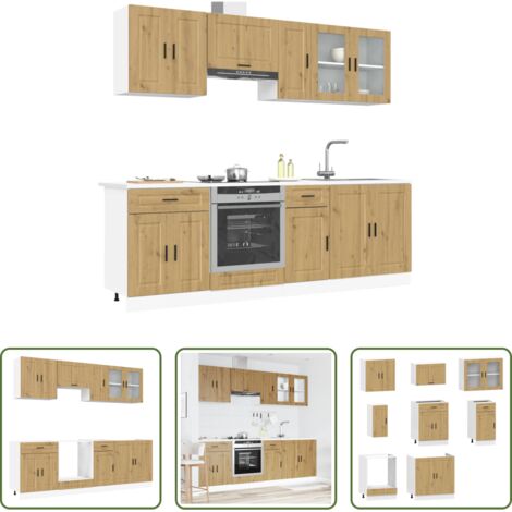 Armarios de cocina -  Mueble de cocina Kalmar 8 piezas artesanal roble