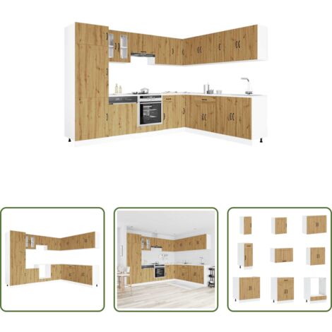 Armarios de cocina -  Mueble de cocina Lucca 14 piezas artesanal roble
