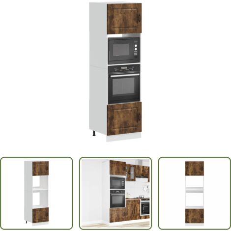 Armarios de horno -  Armarios para horno (2 unidades) "Kalmar" de madera de ingeniería de roble ahumado