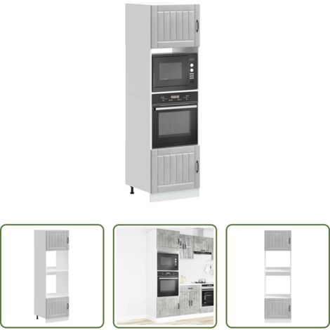 Armarios de horno -  Armarios para horno 2 unidades "Lucca" de madera de ingeniería gris hormigón