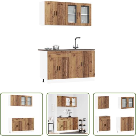 Armarios de madera -  Conjunto de armarios de cocina de 4 piezas "Porto" de en madera de ingeniería