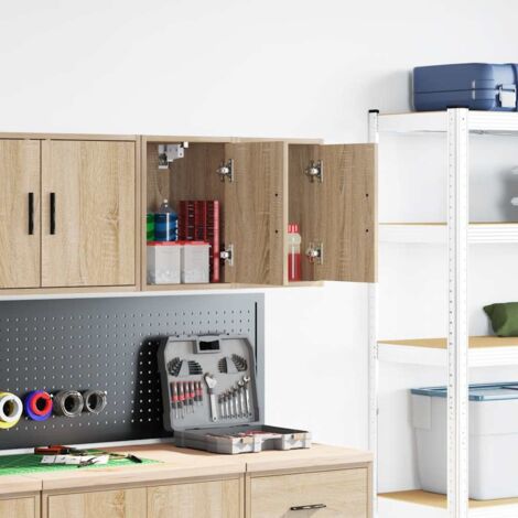Armarios de pared 2 uds para garaje madera de ingeniería