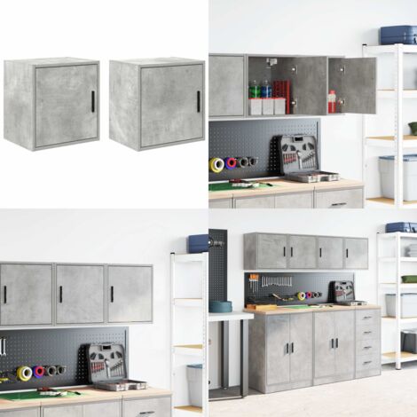 Armarios de pared 2 uds para garaje madera de ingeniería - Almacenamiento de herramientas - Armarios de garaje