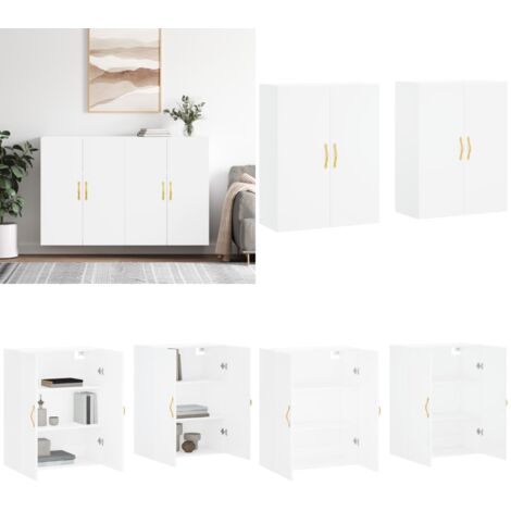 Armarios de pared 2 unidades blanco 69,5x34x90 cm - Armario blanco - Armario de madera